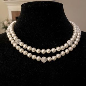 Pearl necklace with CZ